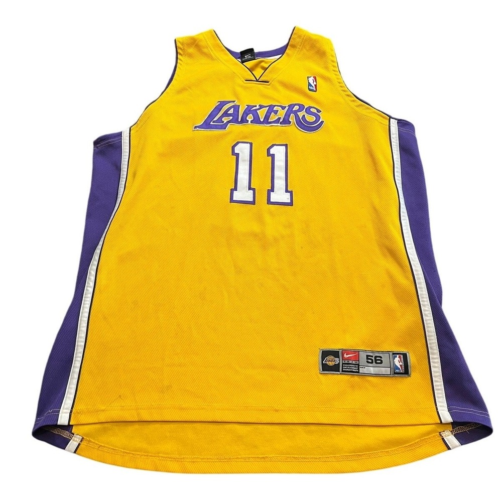 Nike Basketball Jersey Mens 3XL 56 Yellow Karl Malone 11 Los‎ Angeles Lakers NBA